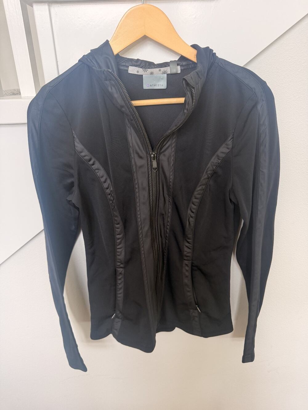 Athleta Womens Black Full-Zip Track Jacket Pockets Size S